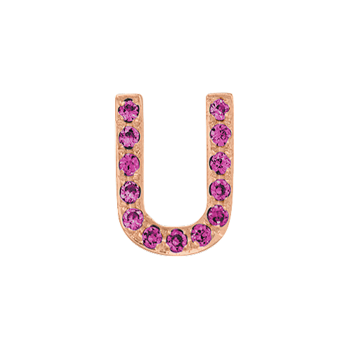 Pink Sapphire + 14k Rose Gold Letter Charm