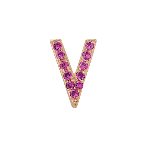 Pink Sapphire + 14k Rose Gold Letter Charm
