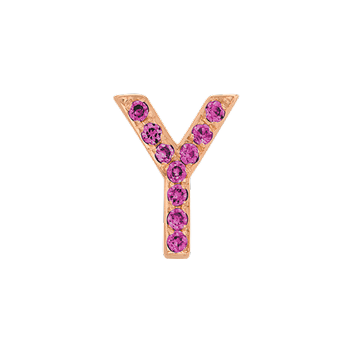 Pink Sapphire + 14k Rose Gold Letter Charm