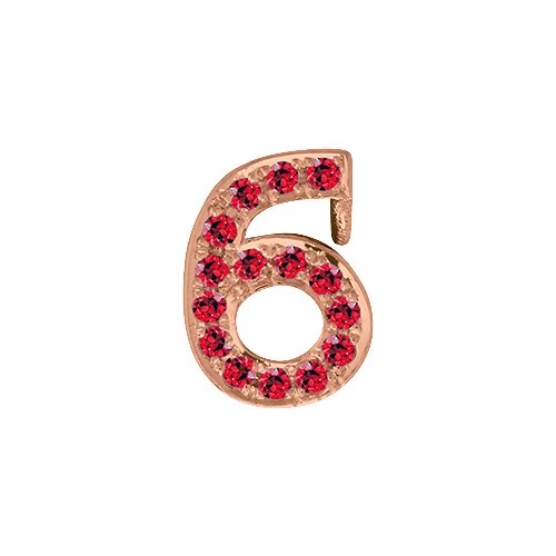 Ruby + 14k Rose Gold Number Charm