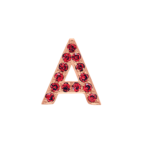 Ruby + 14k Rose Gold Letter Charm