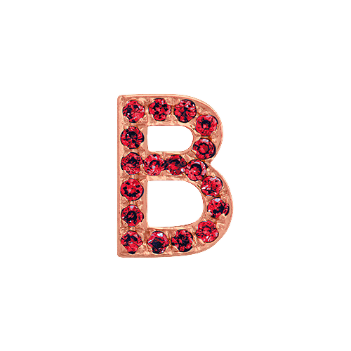 Ruby + 14k Rose Gold Letter Charm