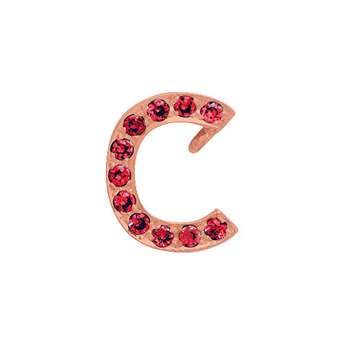 Ruby + 14k Rose Gold Letter Charm