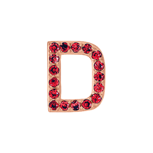 Ruby + 14k Rose Gold Letter Charm