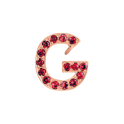 Ruby + 14k Rose Gold Letter Charm