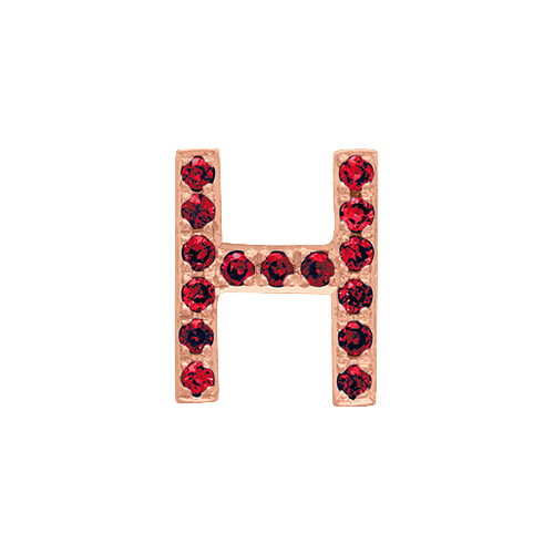 Ruby + 14k Rose Gold Letter Charm
