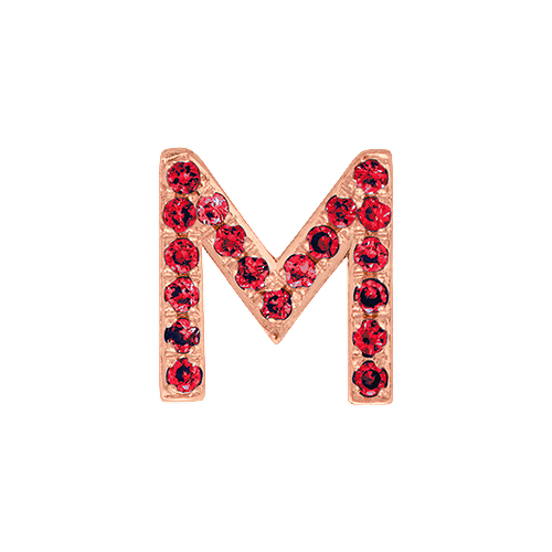 Ruby + 14k Rose Gold Letter Charm