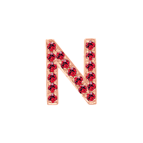 Ruby + 14k Rose Gold Letter Charm