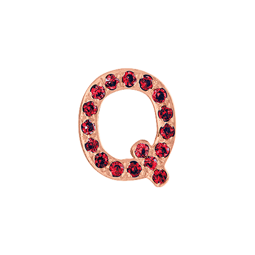 Ruby + 14k Rose Gold Letter Charm