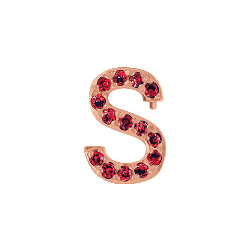 Ruby + 14k Rose Gold Letter Charm