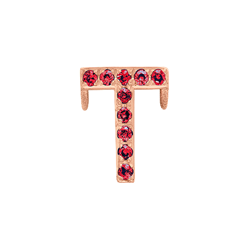 Ruby + 14k Rose Gold Letter Charm