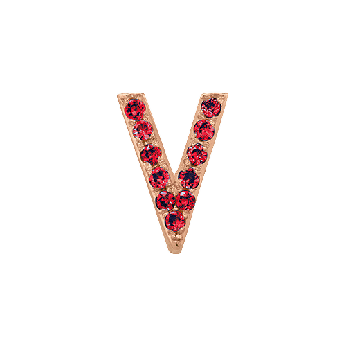 Ruby + 14k Rose Gold Letter Charm