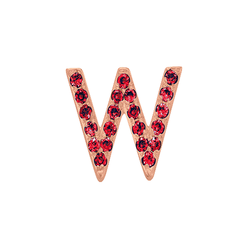 Ruby + 14k Rose Gold Letter Charm