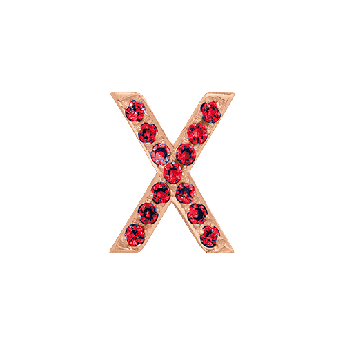 Ruby + 14k Rose Gold Letter Charm