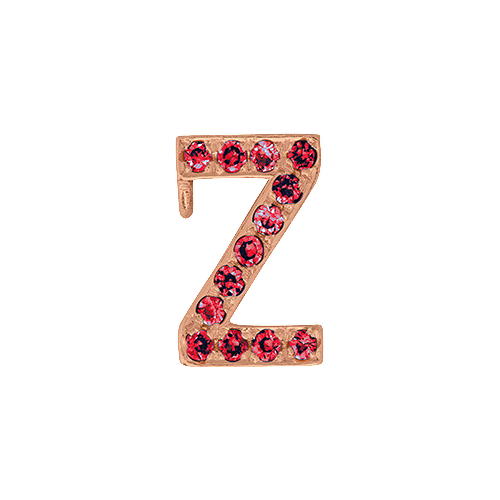 Ruby + 14k Rose Gold Letter Charm