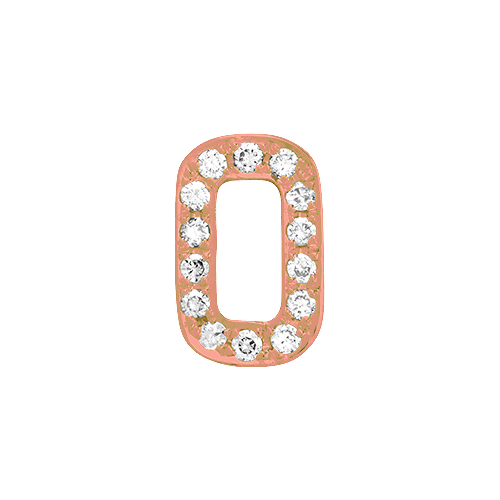 White Diamond + 14k Rose Gold Number Charm