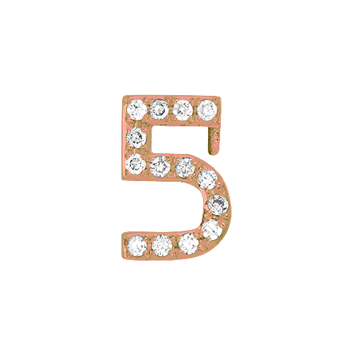 White Diamond + 14k Rose Gold Number Charm