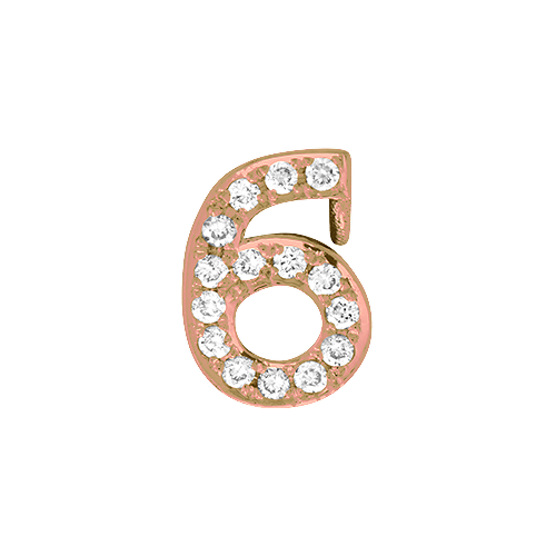 White Diamond + 14k Rose Gold Number Charm