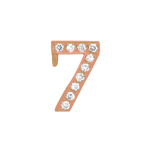 White Diamond + 14k Rose Gold Number Charm