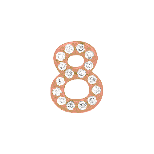 White Diamond + 14k Rose Gold Number Charm