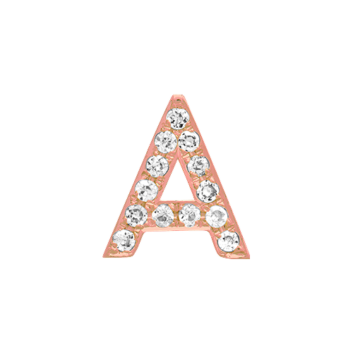 White Diamond + 14k Rose Gold Letter Charm