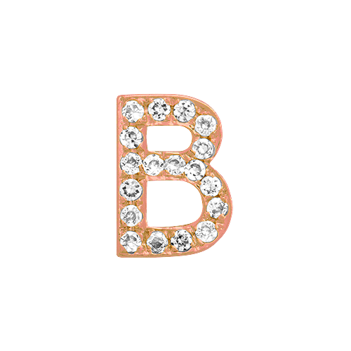 White Diamond + 14k Rose Gold Letter Charm