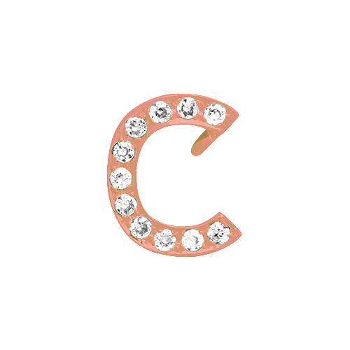 White Diamond + 14k Rose Gold Letter Charm