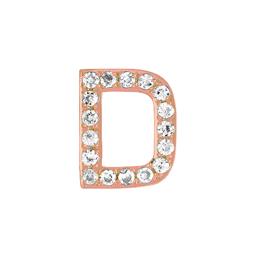 White Diamond + 14k Rose Gold Letter Charm