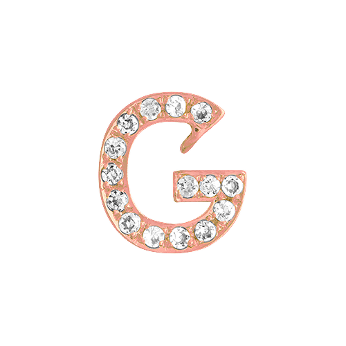 White Diamond + 14k Rose Gold Letter Charm