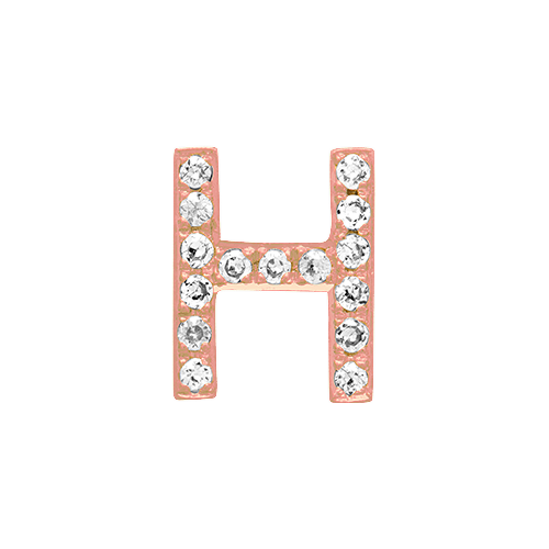 White Diamond + 14k Rose Gold Letter Charm