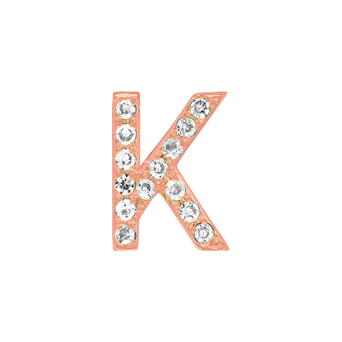 White Diamond + 14k Rose Gold Letter Charm