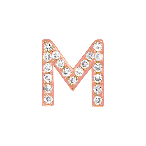White Diamond + 14k Rose Gold Letter Charm