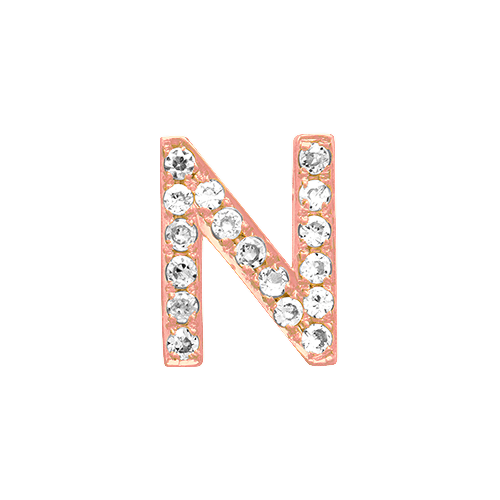 White Diamond + 14k Rose Gold Letter Charm