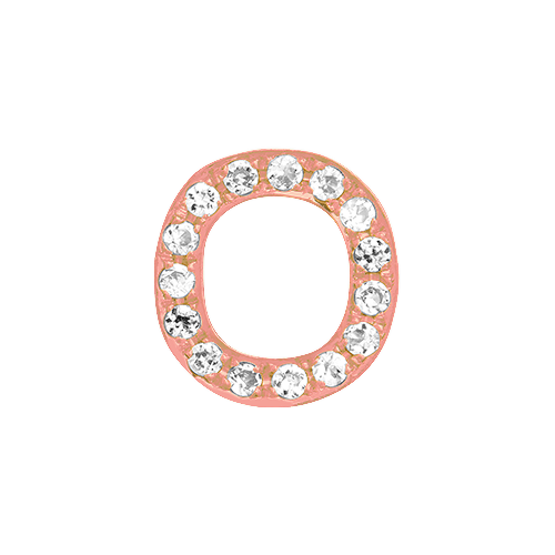 White Diamond + 14k Rose Gold Letter Charm