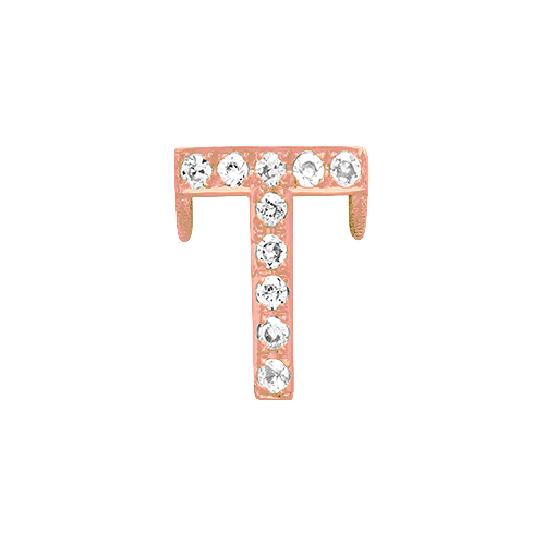 White Diamond + 14k Rose Gold Letter Charm