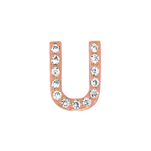 White Diamond + 14k Rose Gold Letter Charm