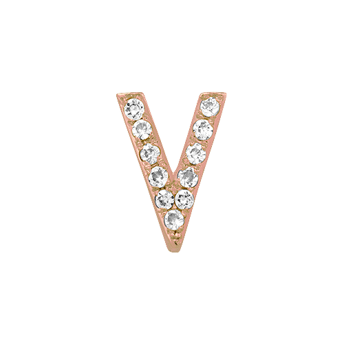 White Diamond + 14k Rose Gold Letter Charm
