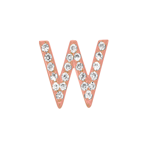 White Diamond + 14k Rose Gold Letter Charm