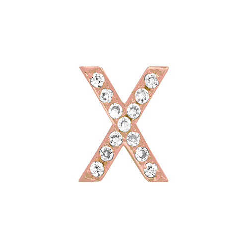 White Diamond + 14k Rose Gold Letter Charm