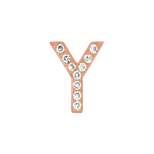 White Diamond + 14k Rose Gold Letter Charm