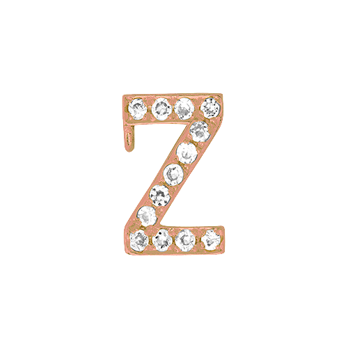 White Diamond + 14k Rose Gold Letter Charm