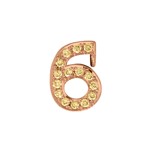 Yellow Sapphire + 14k Rose Gold Number Charm