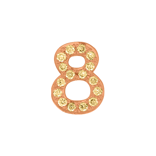 Yellow Sapphire + 14k Rose Gold Number Charm