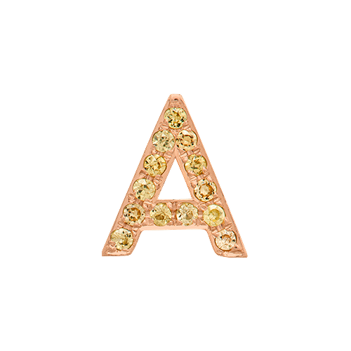 Yellow Sapphire + 14k Rose Gold Letter Charm