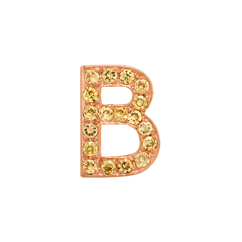 Yellow Sapphire + 14k Rose Gold Letter Charm