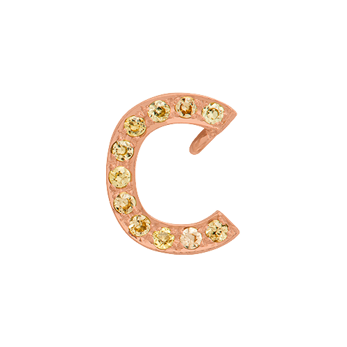 Yellow Sapphire + 14k Rose Gold Letter Charm