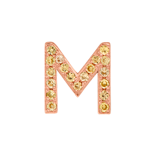 Yellow Sapphire + 14k Rose Gold Letter Charm