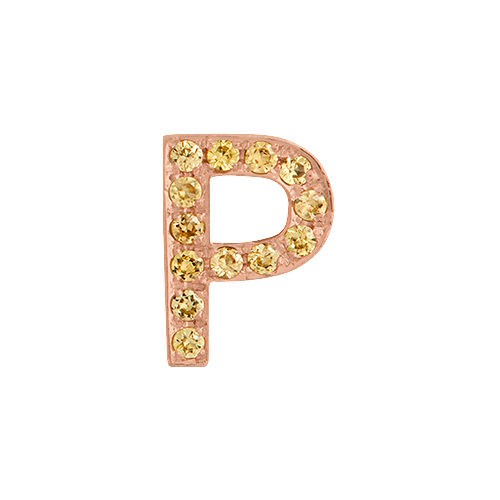 Yellow Sapphire + 14k Rose Gold Letter Charm