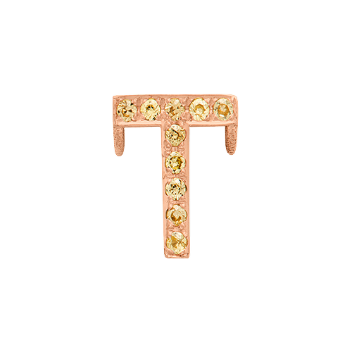 Yellow Sapphire + 14k Rose Gold Letter Charm