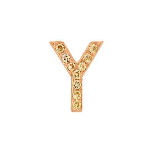 Yellow Sapphire + 14k Rose Gold Letter Charm